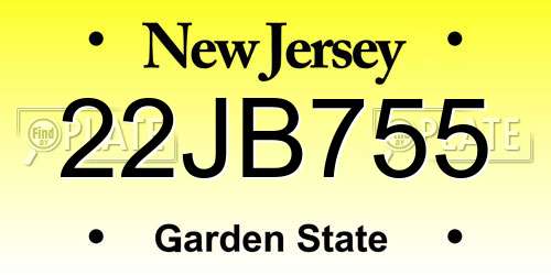 22JB755 New Jersey License Plate