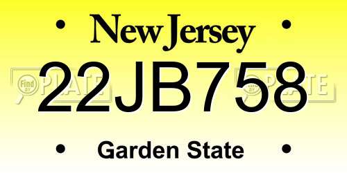 22JB758 New Jersey License Plate
