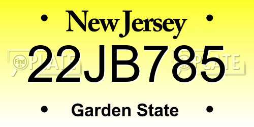 22JB785 New Jersey License Plate