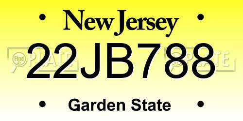 22JB788 New Jersey License Plate
