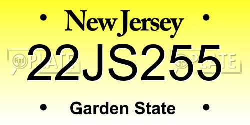 22JS255 New Jersey License Plate