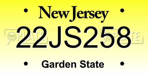 22JS258 New Jersey License Plate