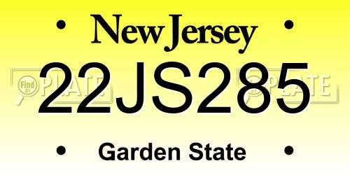 22JS285 New Jersey License Plate