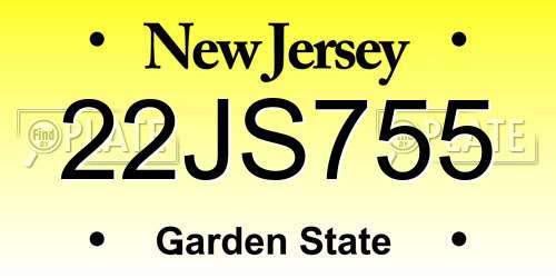22JS755 New Jersey License Plate