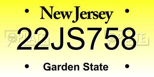 22JS758 New Jersey License Plate