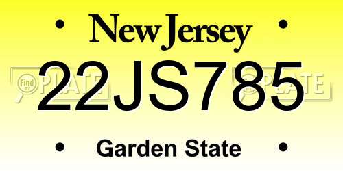 22JS785 New Jersey License Plate