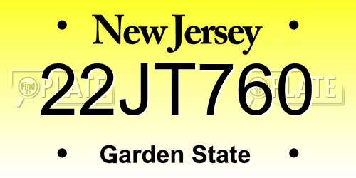 22JT760 New Jersey License Plate