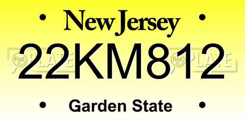 22KM812 New Jersey License Plate