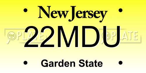 22MDU New Jersey License Plate