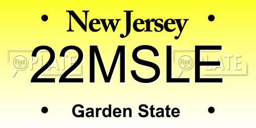22MSLE New Jersey License Plate
