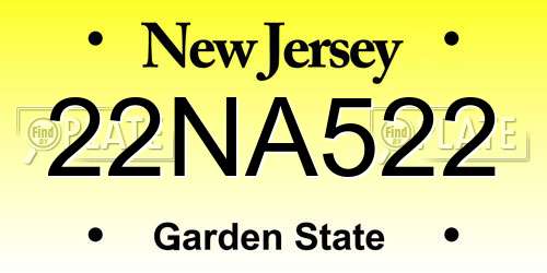 22NA522 New Jersey License Plate