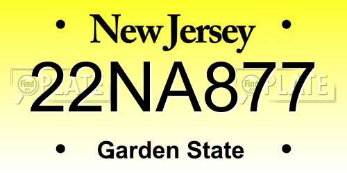 22NA877 New Jersey License Plate