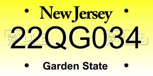 22QG034 New Jersey License Plate