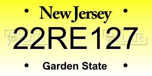 22RE127 New Jersey License Plate