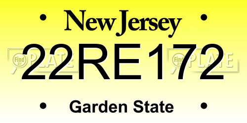 22RE172 New Jersey License Plate
