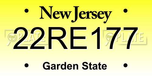 22RE177 New Jersey License Plate