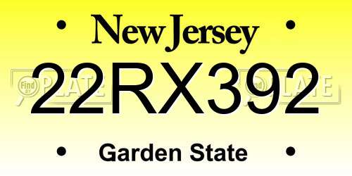 22RX392 New Jersey License Plate
