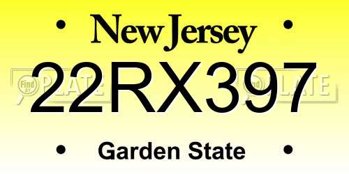 22RX397 New Jersey License Plate