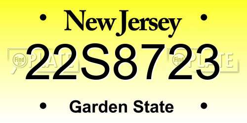 22S8723 New Jersey License Plate