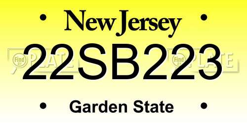 22SB223 New Jersey License Plate