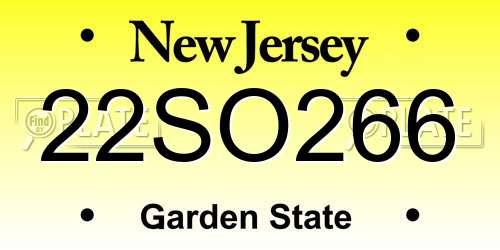 22SO266 New Jersey License Plate