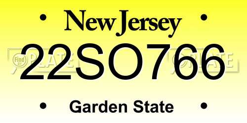 22SO766 New Jersey License Plate