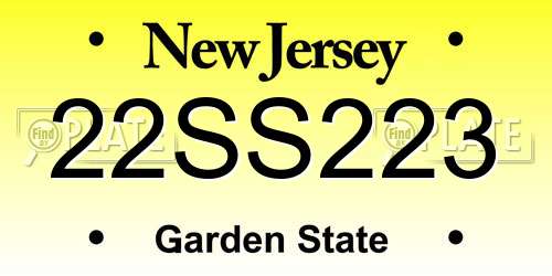 22SS223 New Jersey License Plate