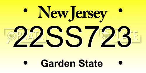 22SS723 New Jersey License Plate
