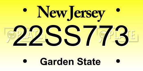 22SS773 New Jersey License Plate