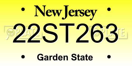 22ST263 New Jersey License Plate