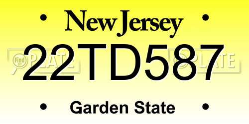 22TD587 New Jersey License Plate