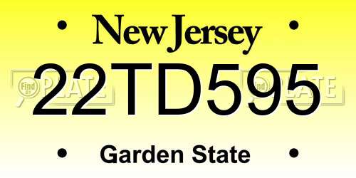 22TD595 New Jersey License Plate
