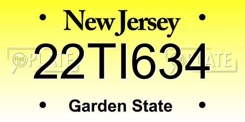 22TI634 New Jersey License Plate