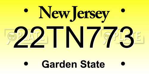 22TN773 New Jersey License Plate