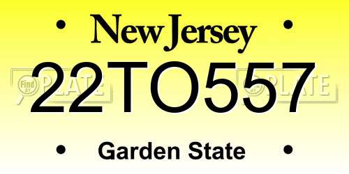 22TO557 New Jersey License Plate