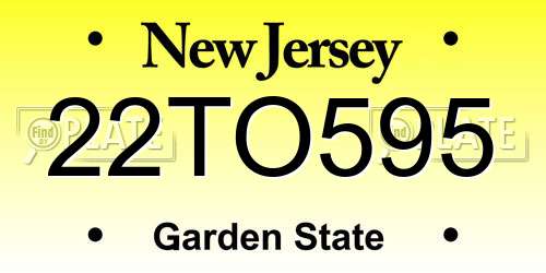22TO595 New Jersey License Plate