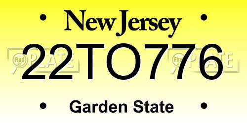 22TO776 New Jersey License Plate