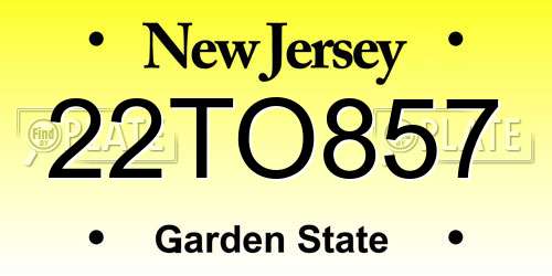 22TO857 New Jersey License Plate