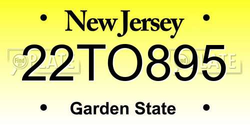 22TO895 New Jersey License Plate