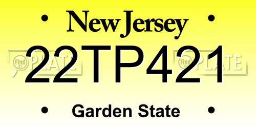 22TP421 New Jersey License Plate