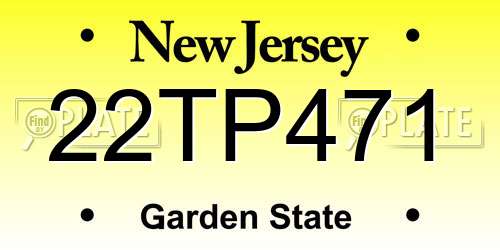 22TP471 New Jersey License Plate