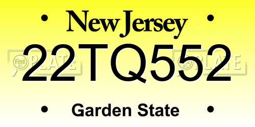 22TQ552 New Jersey License Plate