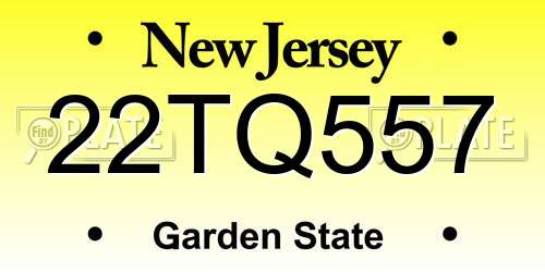 22TQ557 New Jersey License Plate