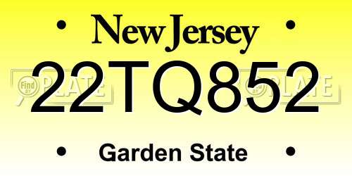 22TQ852 New Jersey License Plate