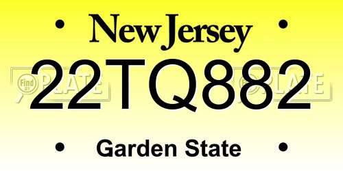 22TQ882 New Jersey License Plate