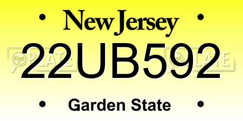 22UB592 New Jersey License Plate