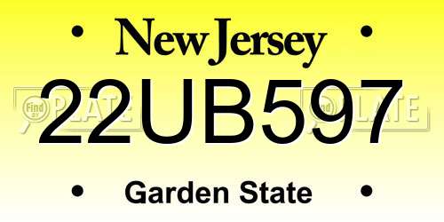 22UB597 New Jersey License Plate
