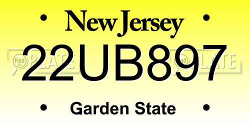 22UB897 New Jersey License Plate