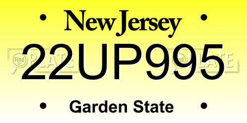 22UP995 New Jersey License Plate