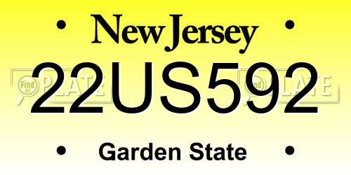 22US592 New Jersey License Plate